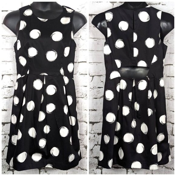 MUSE Retro Rockabilly Polka Dot Stretch Fit & Flare Dress Pockets Size 14 NWT - Picture 1 of 10